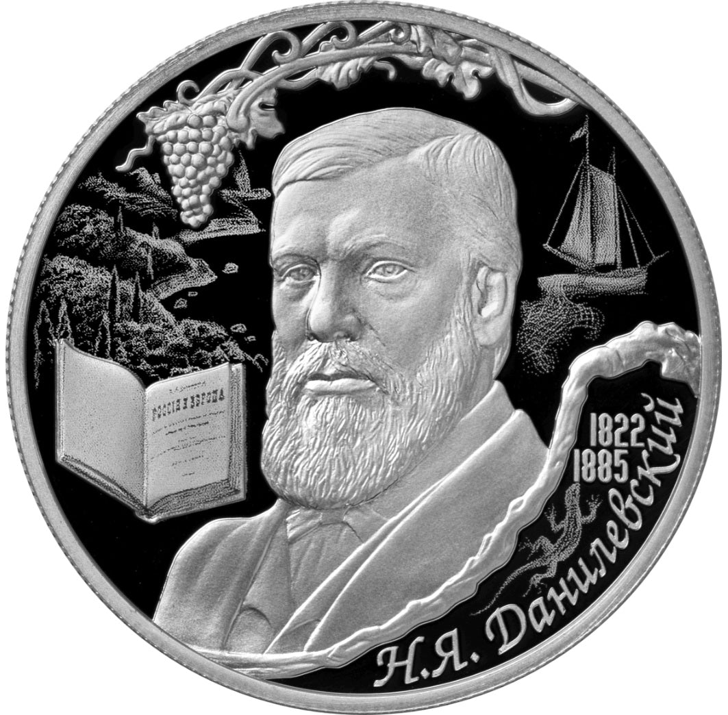[PRE-ORDER] 2022 2 Rubles Sociologist and naturalist N.Y. Danilevsky 0.5oz Silver Proof