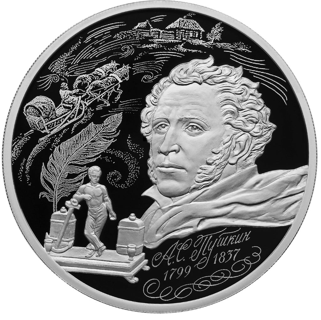 [PRE-ORDER] 2024 3 Rubles The 225th Ann of the Birth of Alexander Pushkin 1oz Silver coin Russia